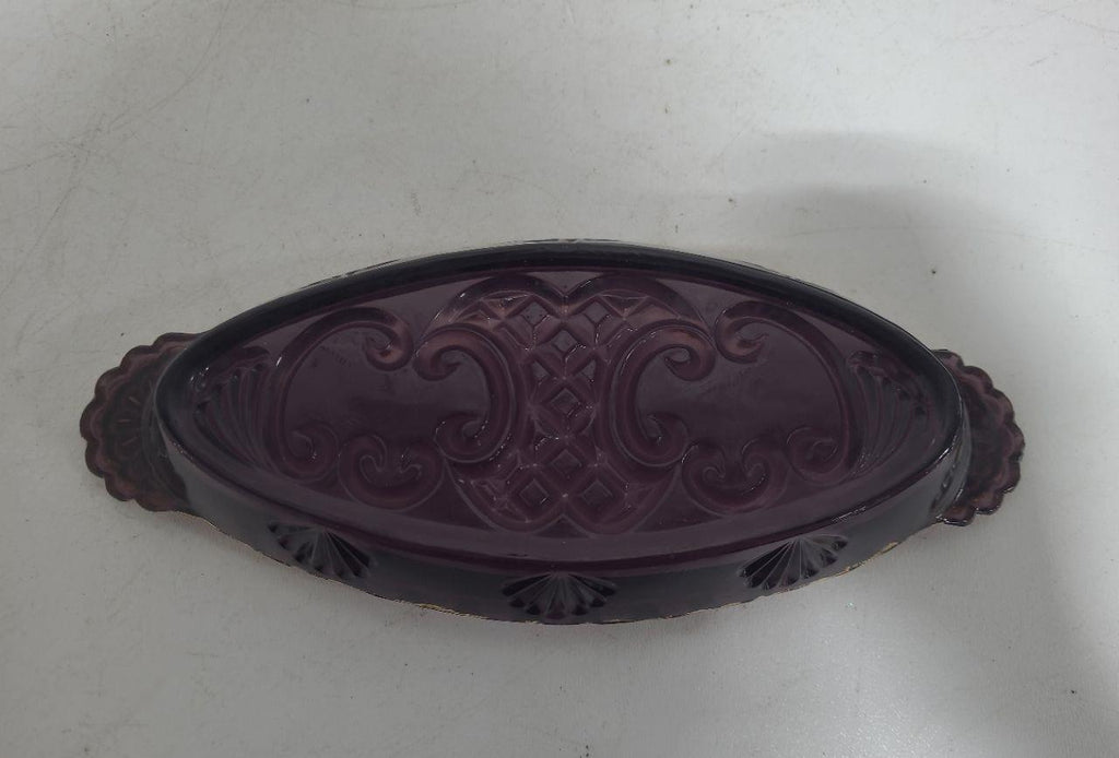 Purple Pressed Glass Handled Tray