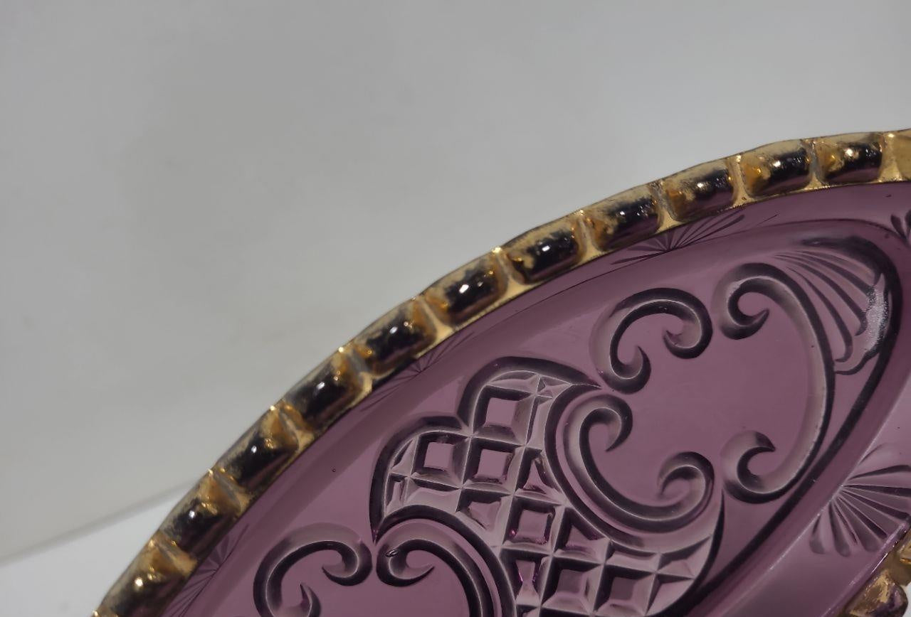 Purple Pressed Glass Handled Tray