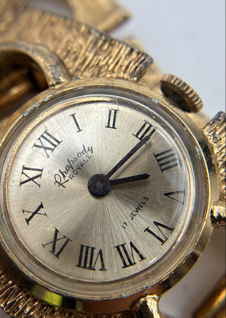 Vintage MCM Rhapsody Royale Gold Tone 17 Jewels Chunky Women's Watch 48.7g