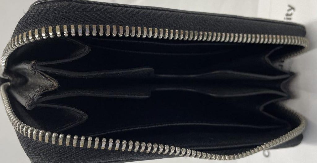Michael Kors Black & White Striped Zip-Around Wallet with COA
