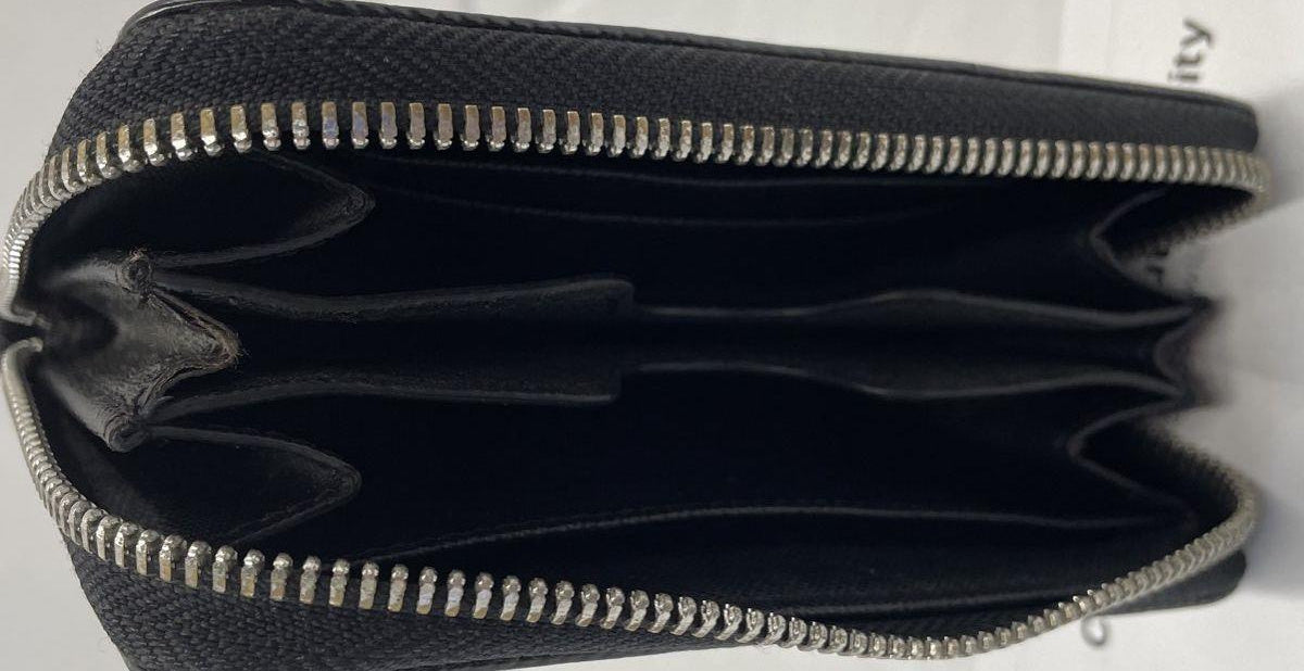 Michael Kors Black & White Striped Zip-Around Wallet with COA