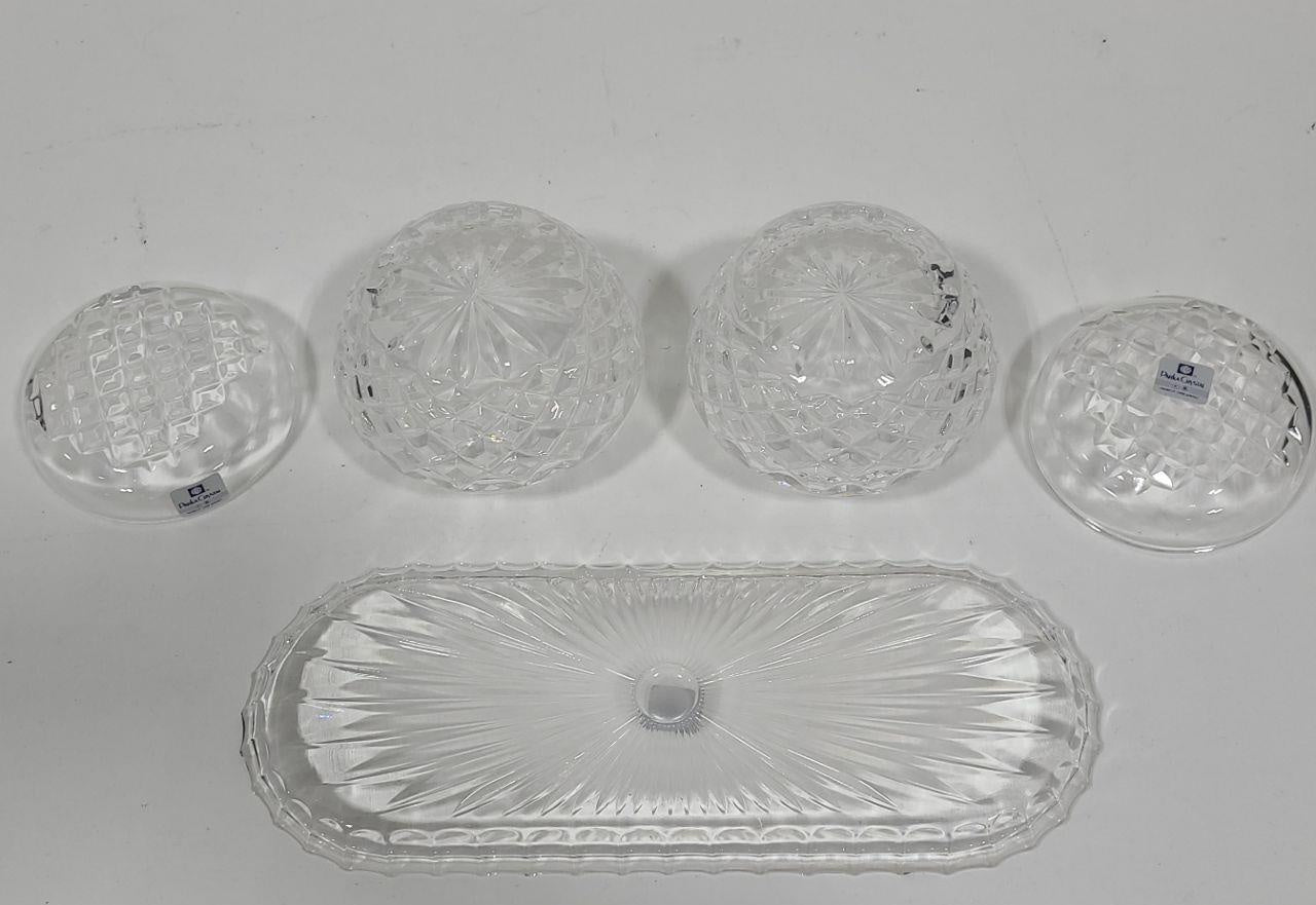 Parka Crystal Hand-Cut Lidded Vanity Jars & Tray Set