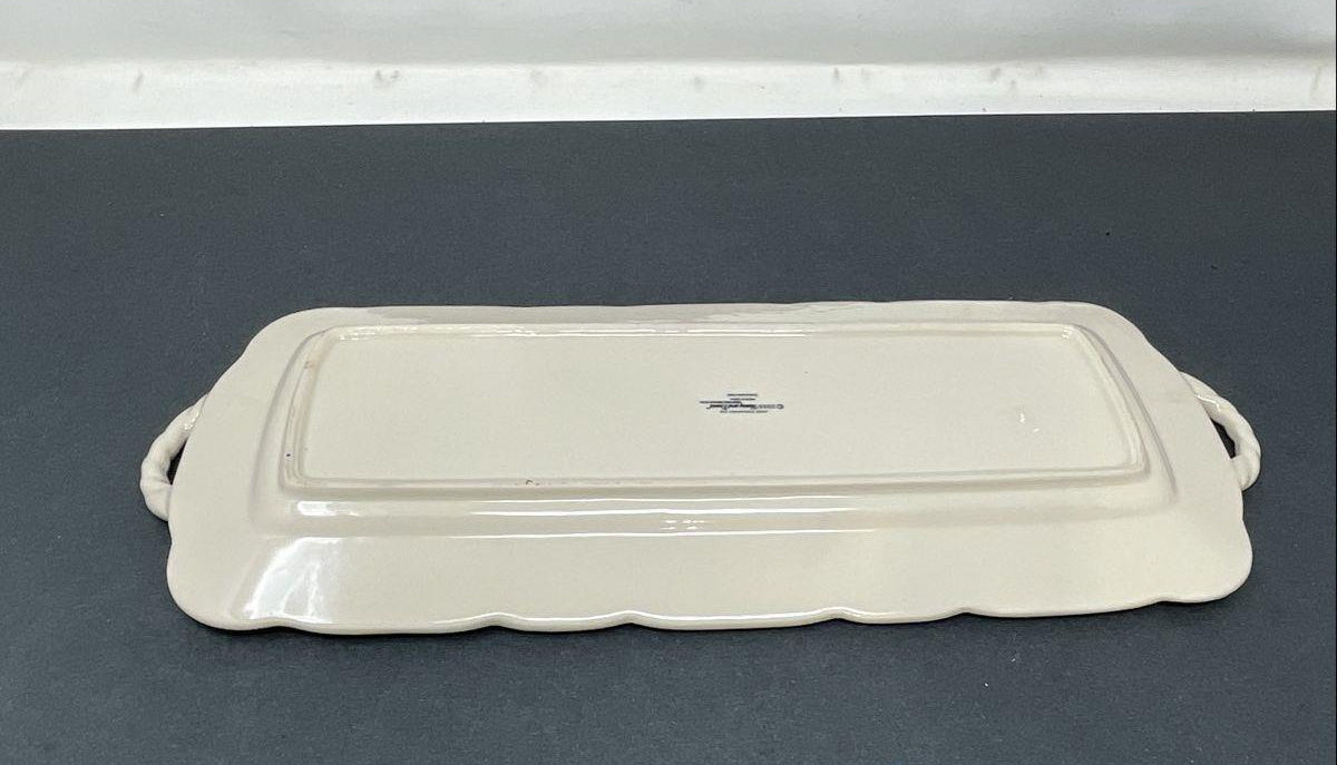 2005 Harry & David Ceramic Serving Tray, Pink Floral Pattern with Handles