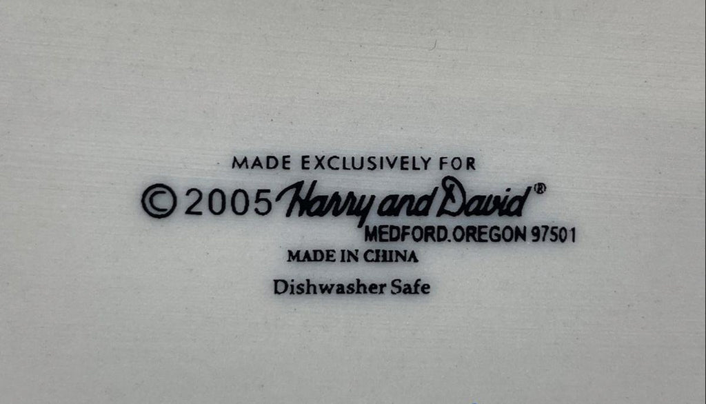 2005 Harry & David Ceramic Serving Tray, Pink Floral Pattern with Handles