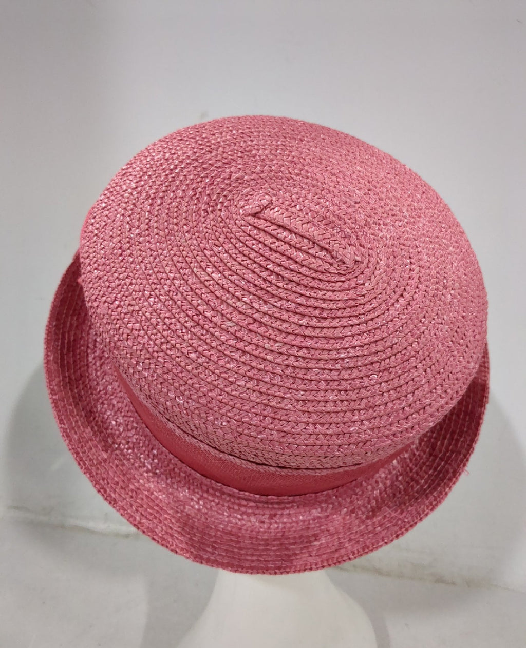 Vintage Betmar Pink Straw Hat Rose Bow 100% Straw Women's L124 New York