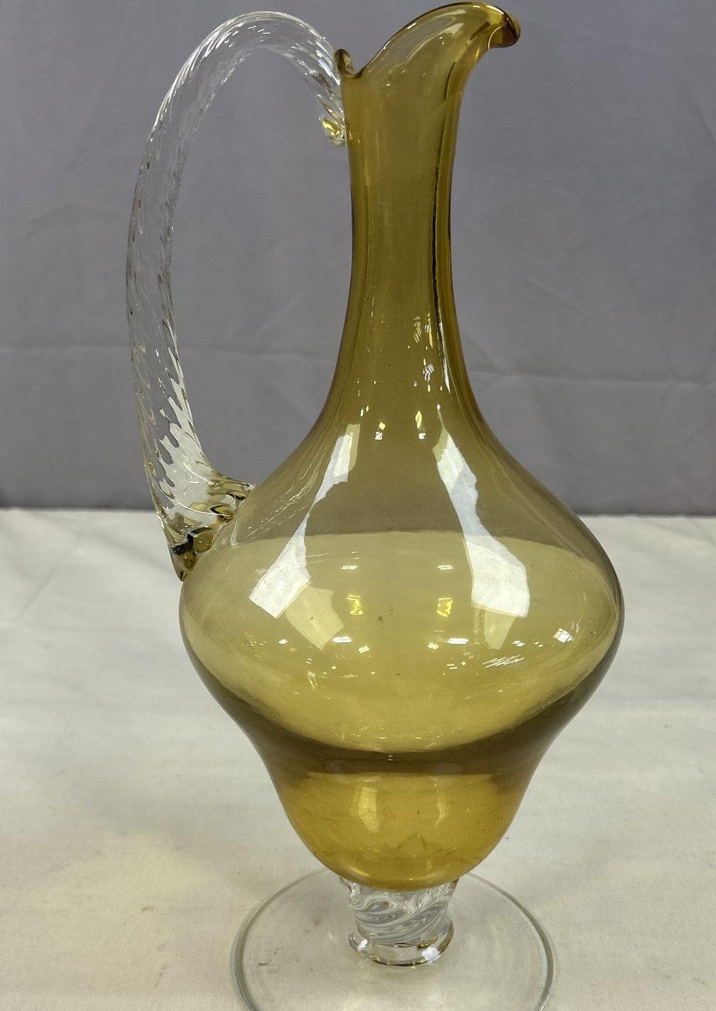 Vintage Mid-Century Modern Amber Blown Glass Decanter