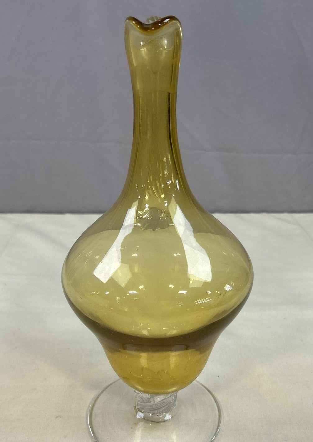 Vintage Mid-Century Modern Amber Blown Glass Decanter