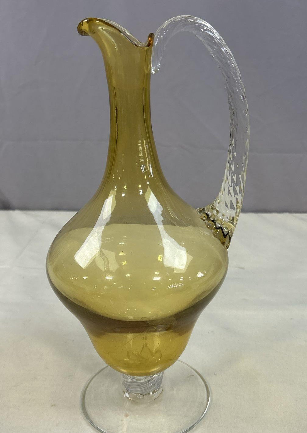 Vintage Mid-Century Modern Amber Blown Glass Decanter