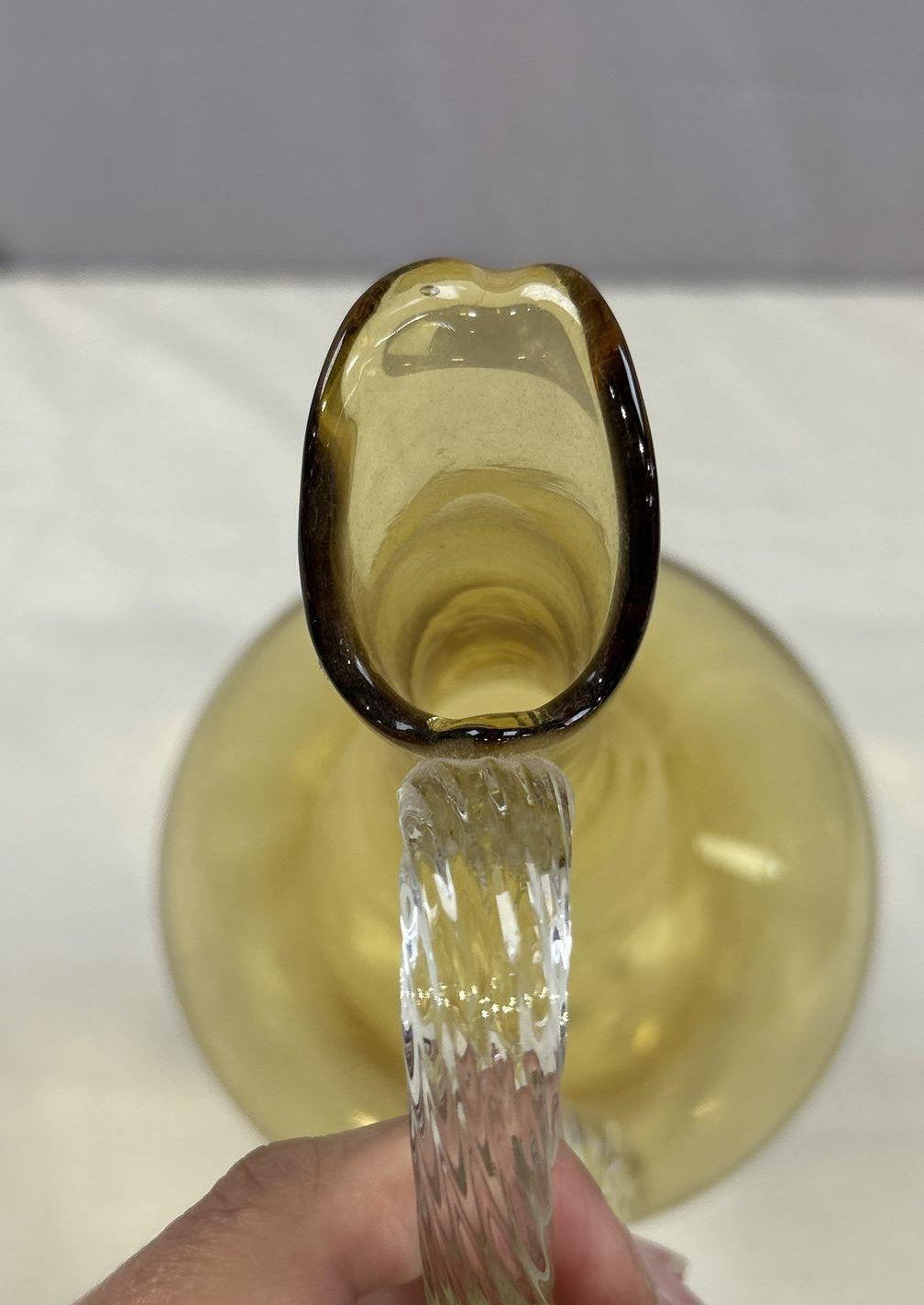 Vintage Mid-Century Modern Amber Blown Glass Decanter