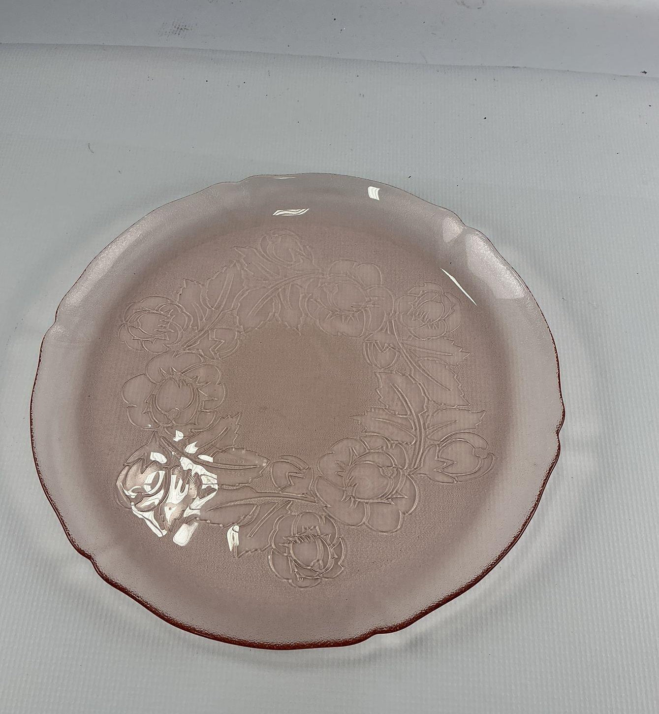 Vintage Pink Depression Glass Cabbage Rose Platter