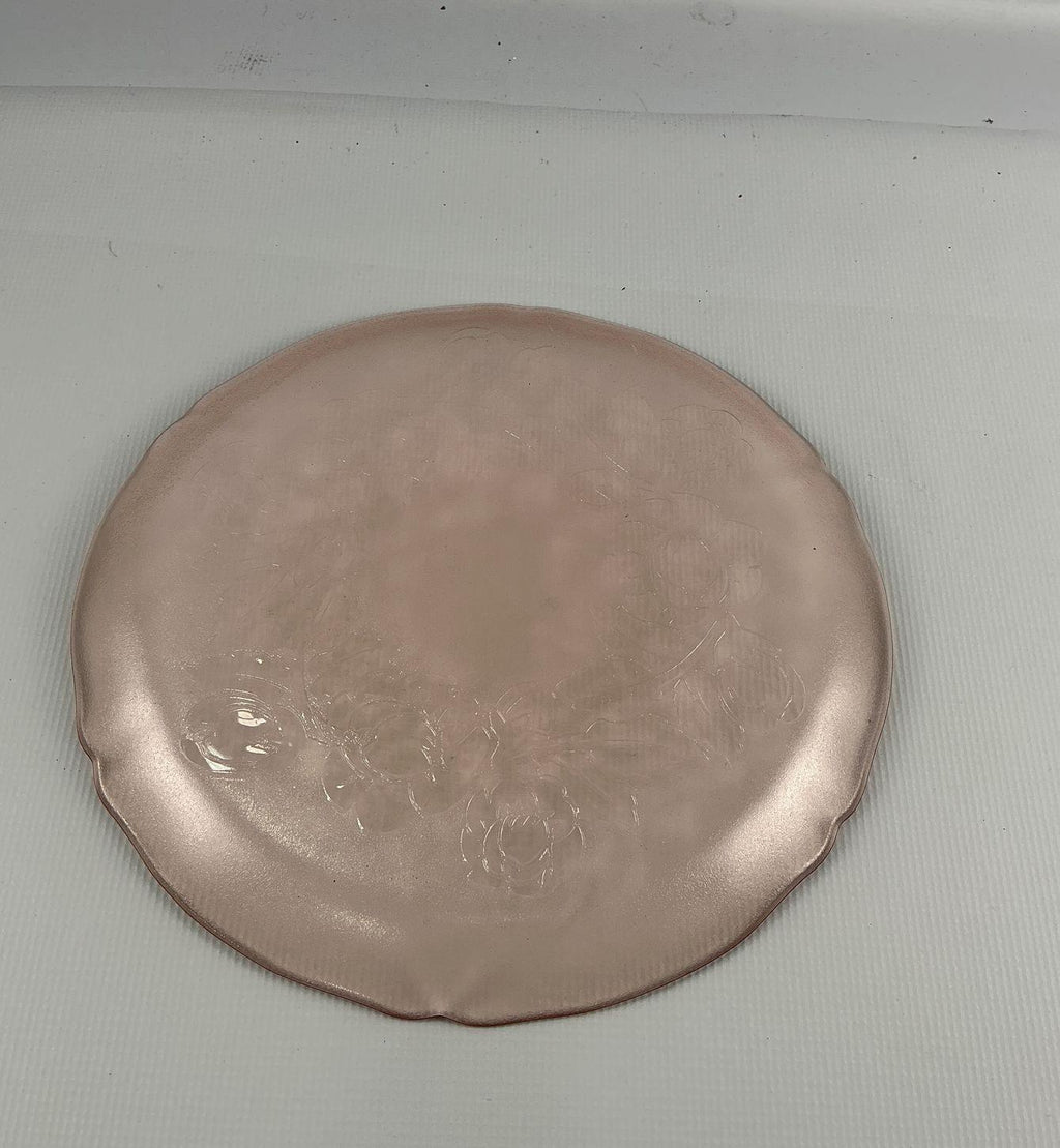 Vintage Pink Depression Glass Cabbage Rose Platter