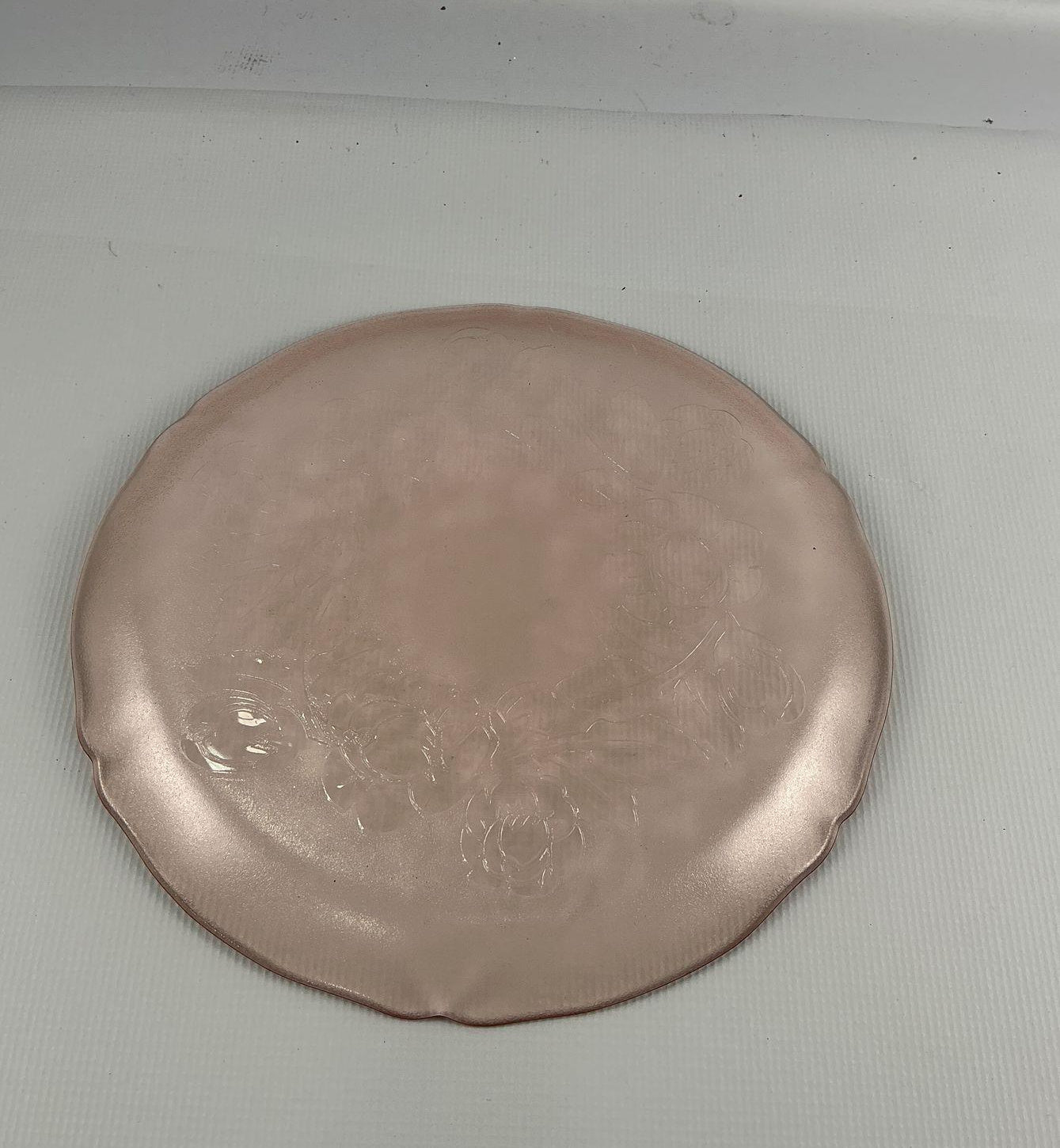 Vintage Pink Depression Glass Cabbage Rose Platter