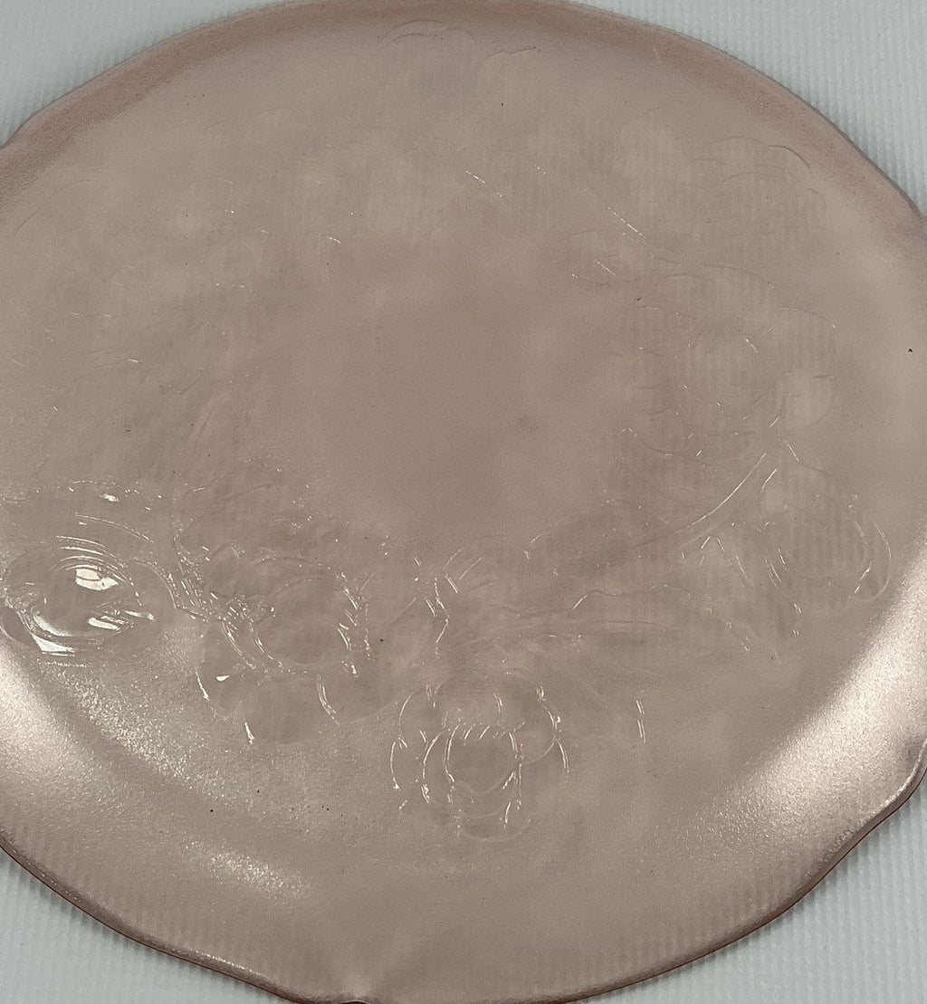 Vintage Pink Depression Glass Cabbage Rose Platter