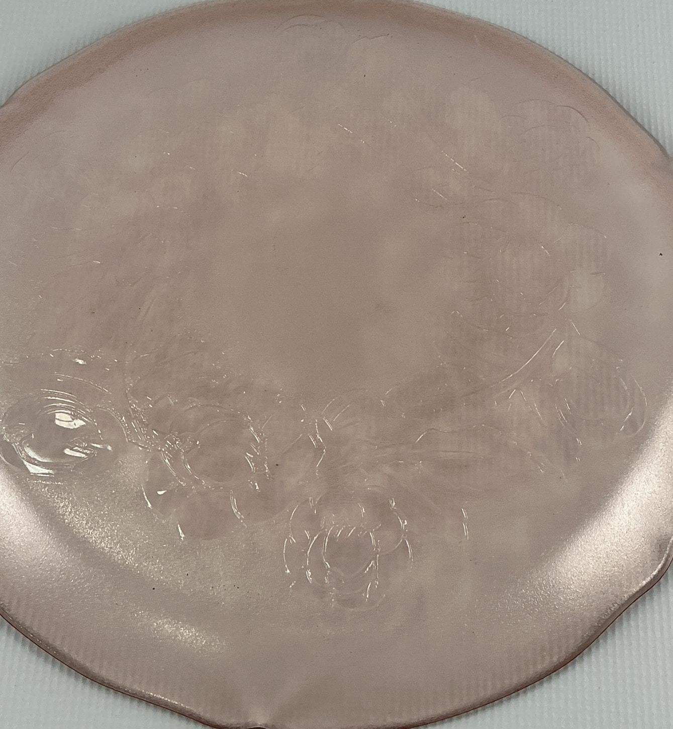 Vintage Pink Depression Glass Cabbage Rose Platter