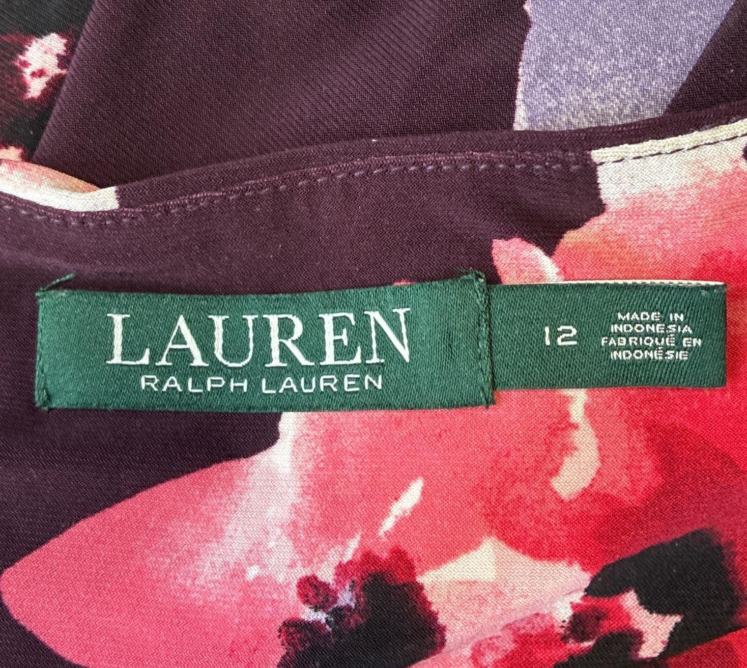 Lauren Ralph Lauren Multicolor Floral Surplice Neck Sheath Womens Dress Size 12
