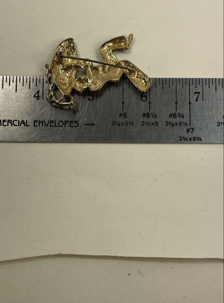 Gold-Tone Purple, Green & Yellow Enamel Figural Brooch