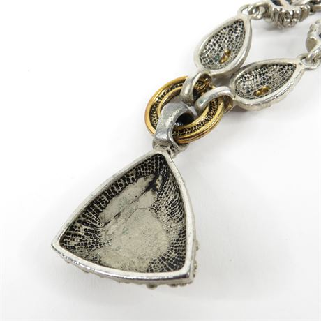 1990's Brutalist Silver and Gold-Tone Necklace and Earring Set [SA8438]