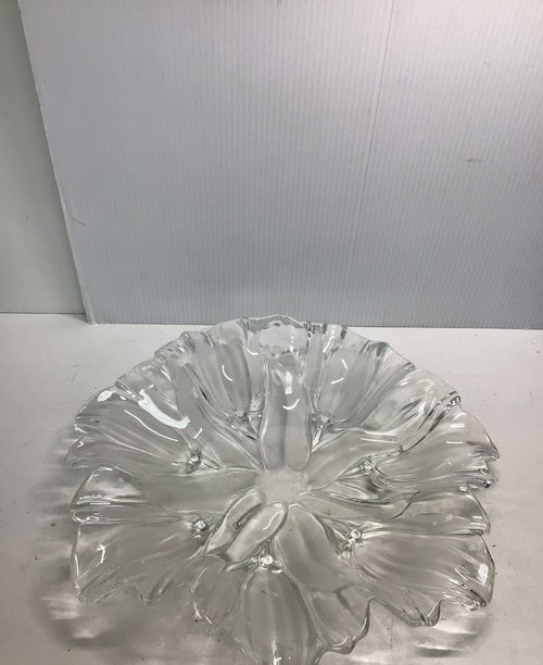 Clear Glass Flower-Shaped Serving Bowl