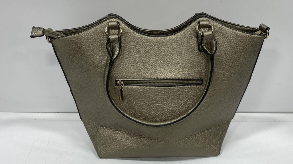 Michael Kors Fulton Metallic Bronze Pebbled Leather Shoulder Bag with Gold Hardware