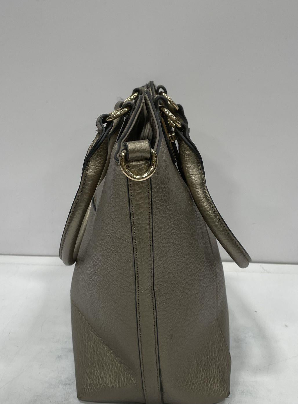 Michael Kors Fulton Metallic Bronze Pebbled Leather Shoulder Bag with Gold Hardware