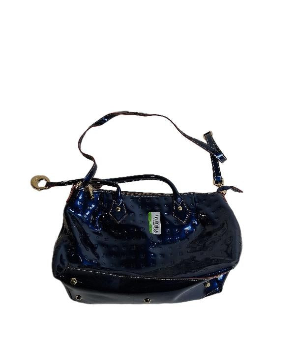 Arcadia Blue Patent Shoulder Bag with Zipper
