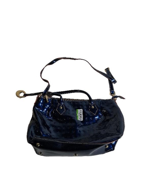 Arcadia Blue Patent Shoulder Bag with Zipper