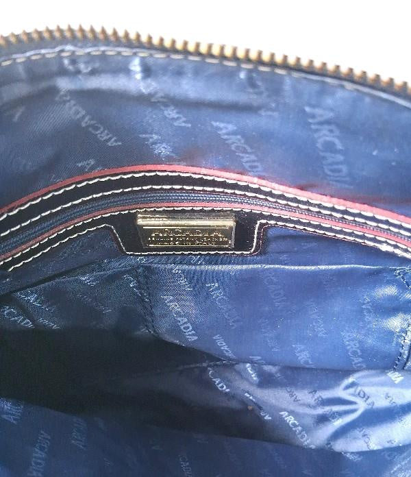 Arcadia Blue Patent Shoulder Bag with Zipper