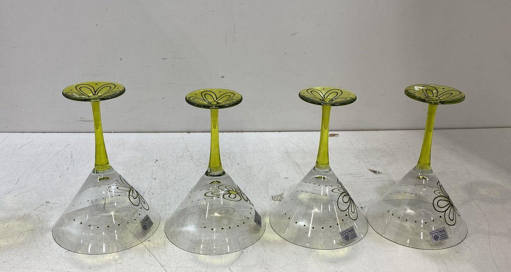 MoMo Panache Daisy Green-Stem Martini Glasses Set of 4