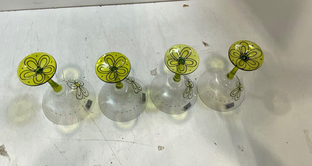 MoMo Panache Daisy Green-Stem Martini Glasses Set of 4