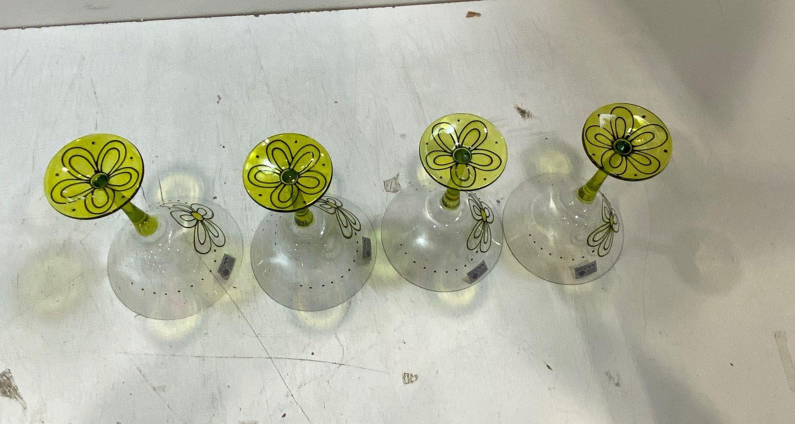 MoMo Panache Daisy Green-Stem Martini Glasses Set of 4