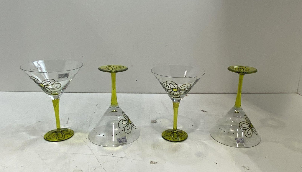 MoMo Panache Daisy Green-Stem Martini Glasses Set of 4