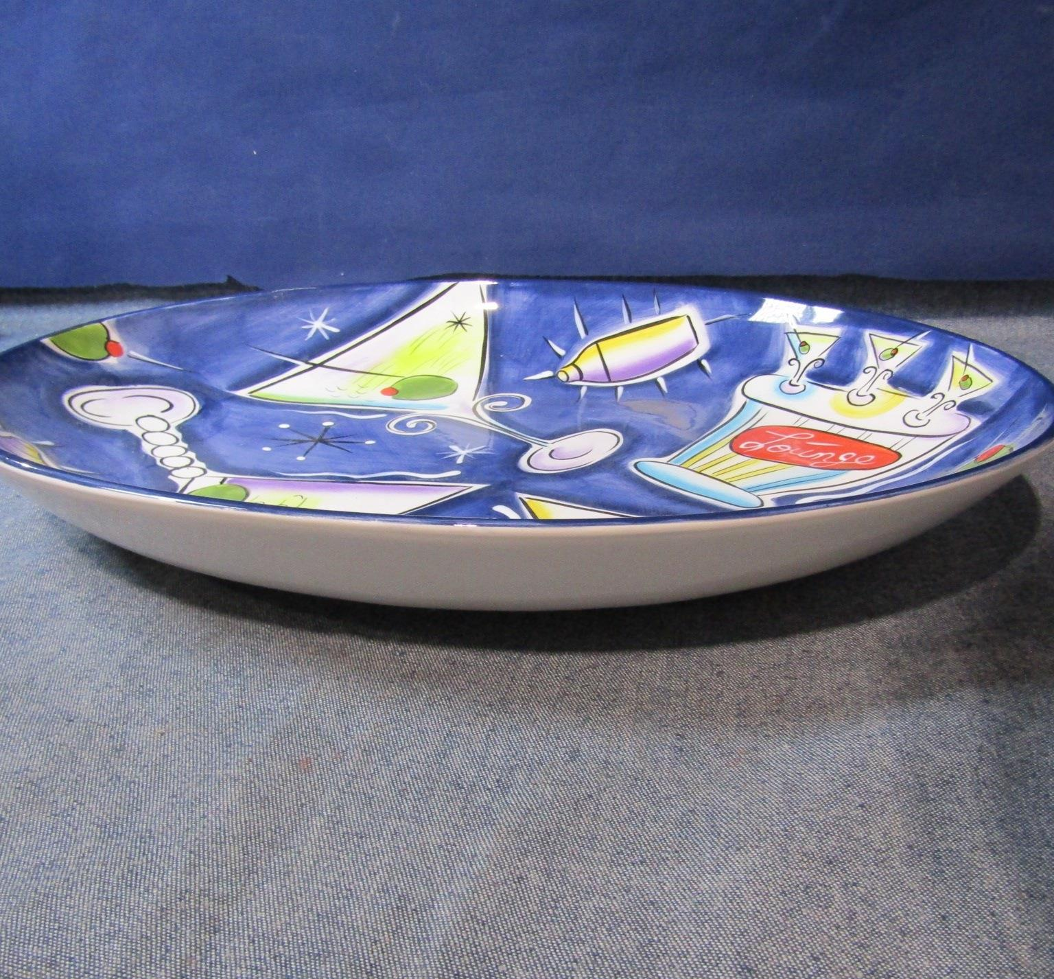 Clay Art Martini Lounge Hand-Painted Ceramic Party Tray