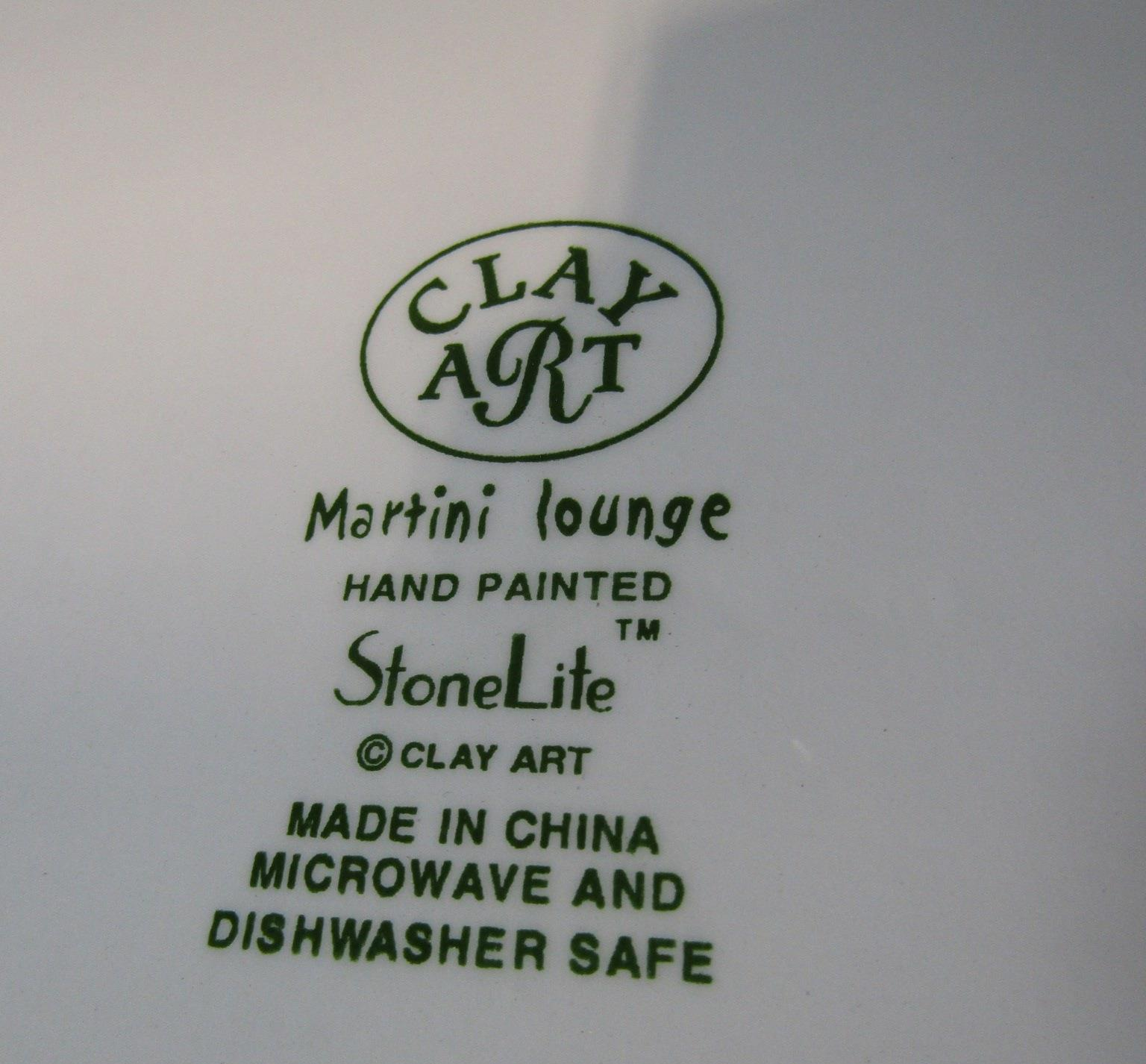 Clay Art Martini Lounge Hand-Painted Ceramic Party Tray