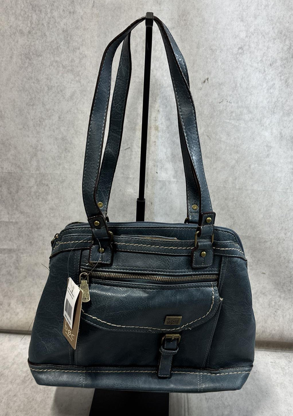 b.o.c. Mineral Blue Faux Leather Shoulder Tote, New with Tags