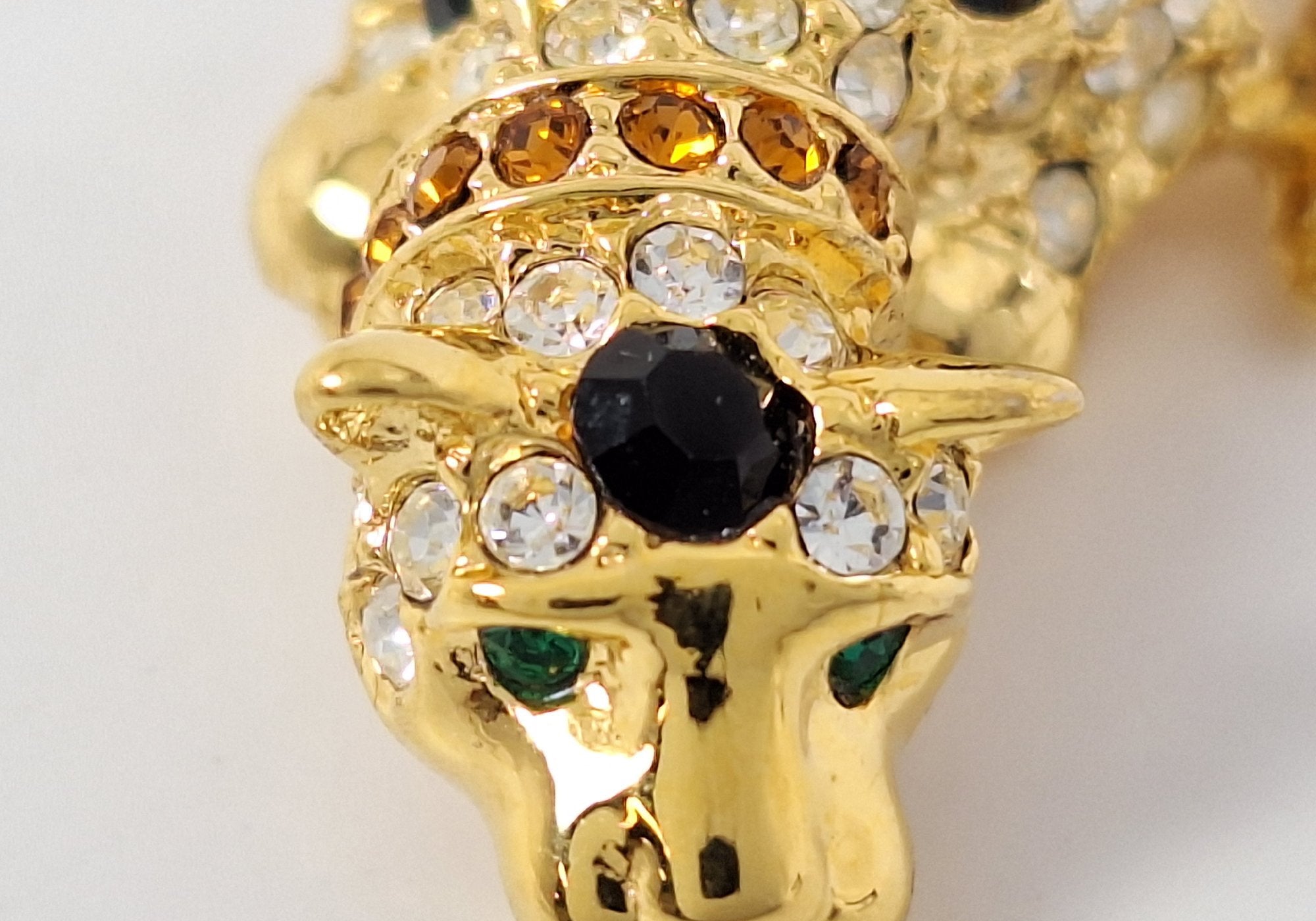 Georgio Gold-Tone Rhinestone Leopard Brooch