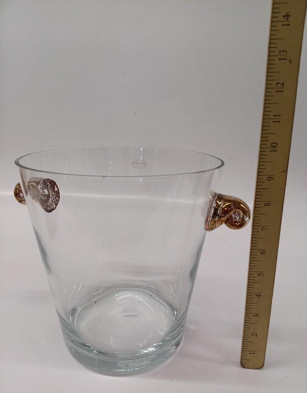 Royal Gallery Polish Glass Ice Bucket with Ornate Gold Tone Handles