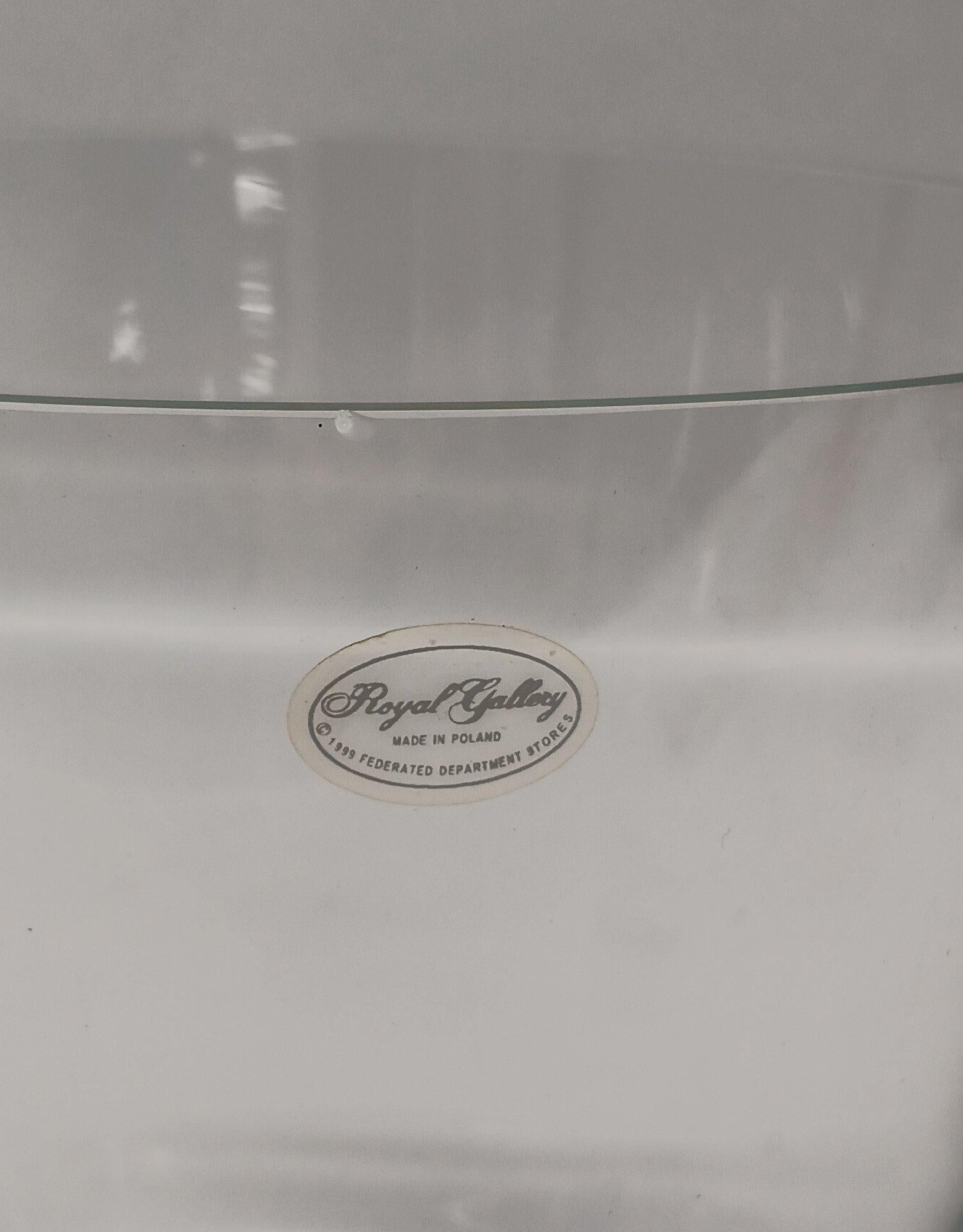 Royal Gallery Polish Glass Ice Bucket with Ornate Gold Tone Handles