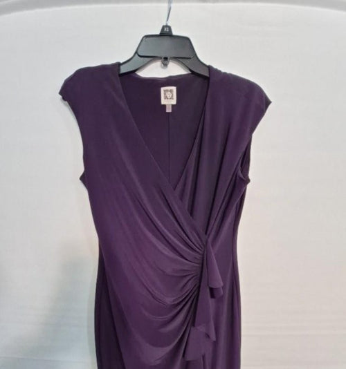 Anne Klein Purple Wrap-Front Dress, Size 8