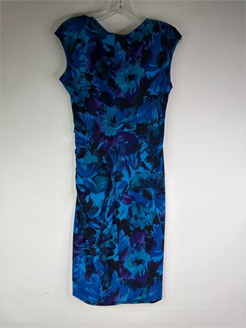 Lauren Ralph Lauren Blue Floral Faux Wrap Dress [I50608]
