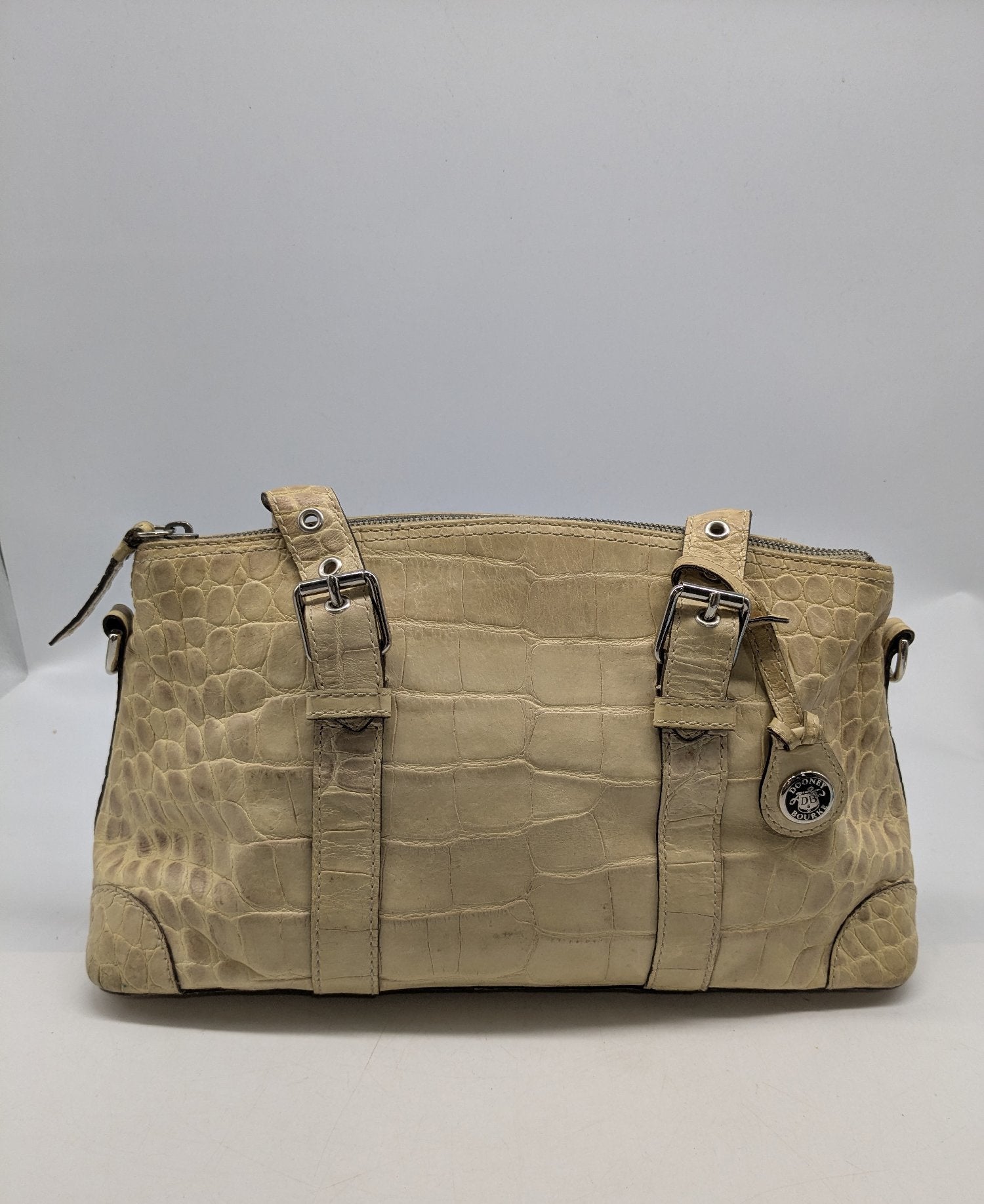 Dooney & Bourke Beige Crocodile-Embossed Leather Satchel