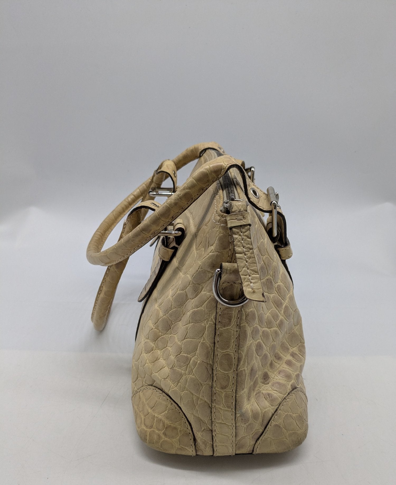 Dooney & Bourke Beige Crocodile-Embossed Leather Satchel