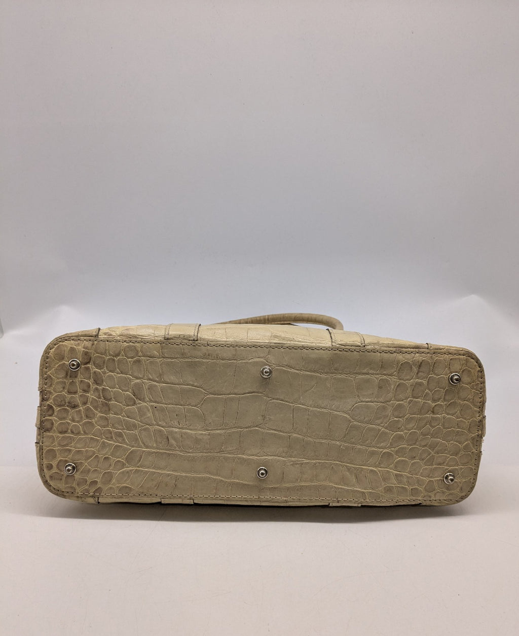 Dooney & Bourke Beige Crocodile-Embossed Leather Satchel