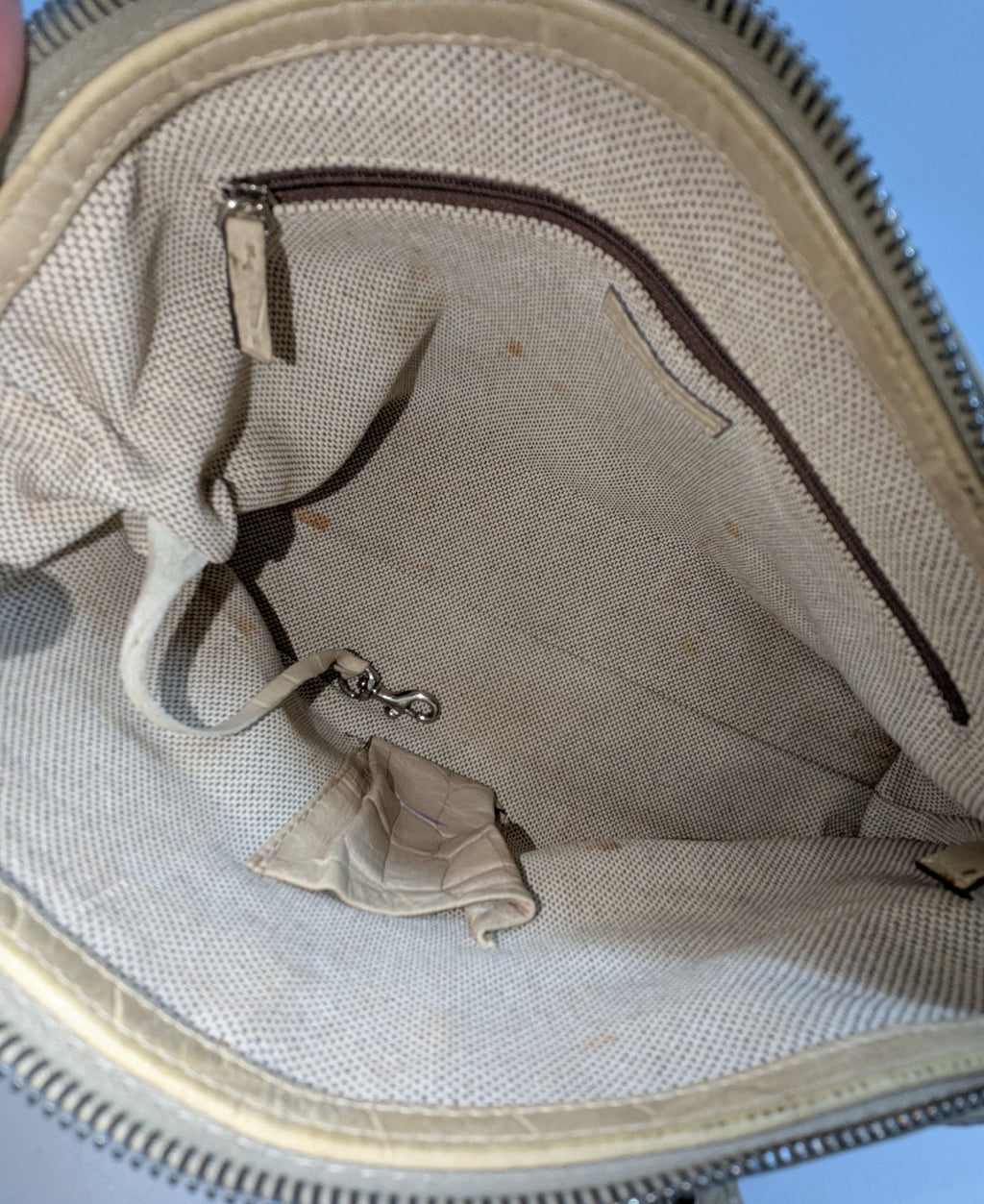 Dooney & Bourke Beige Crocodile-Embossed Leather Satchel