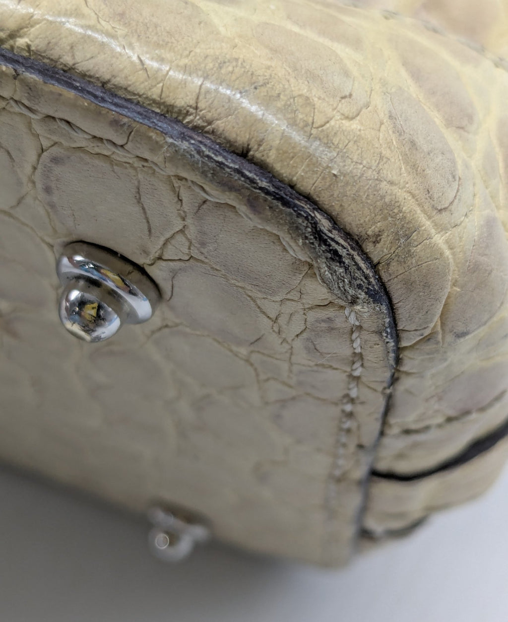 Dooney & Bourke Beige Crocodile-Embossed Leather Satchel