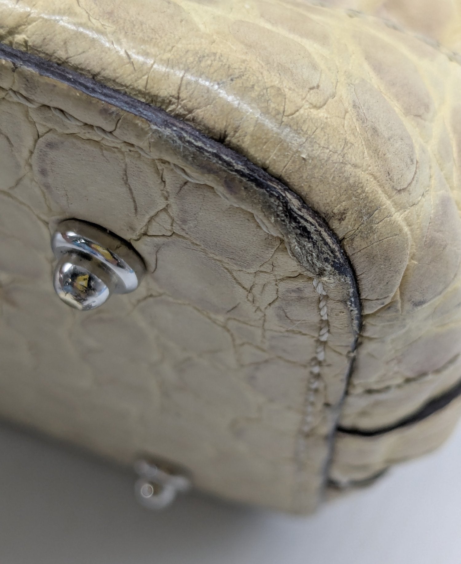 Dooney & Bourke Beige Crocodile-Embossed Leather Satchel