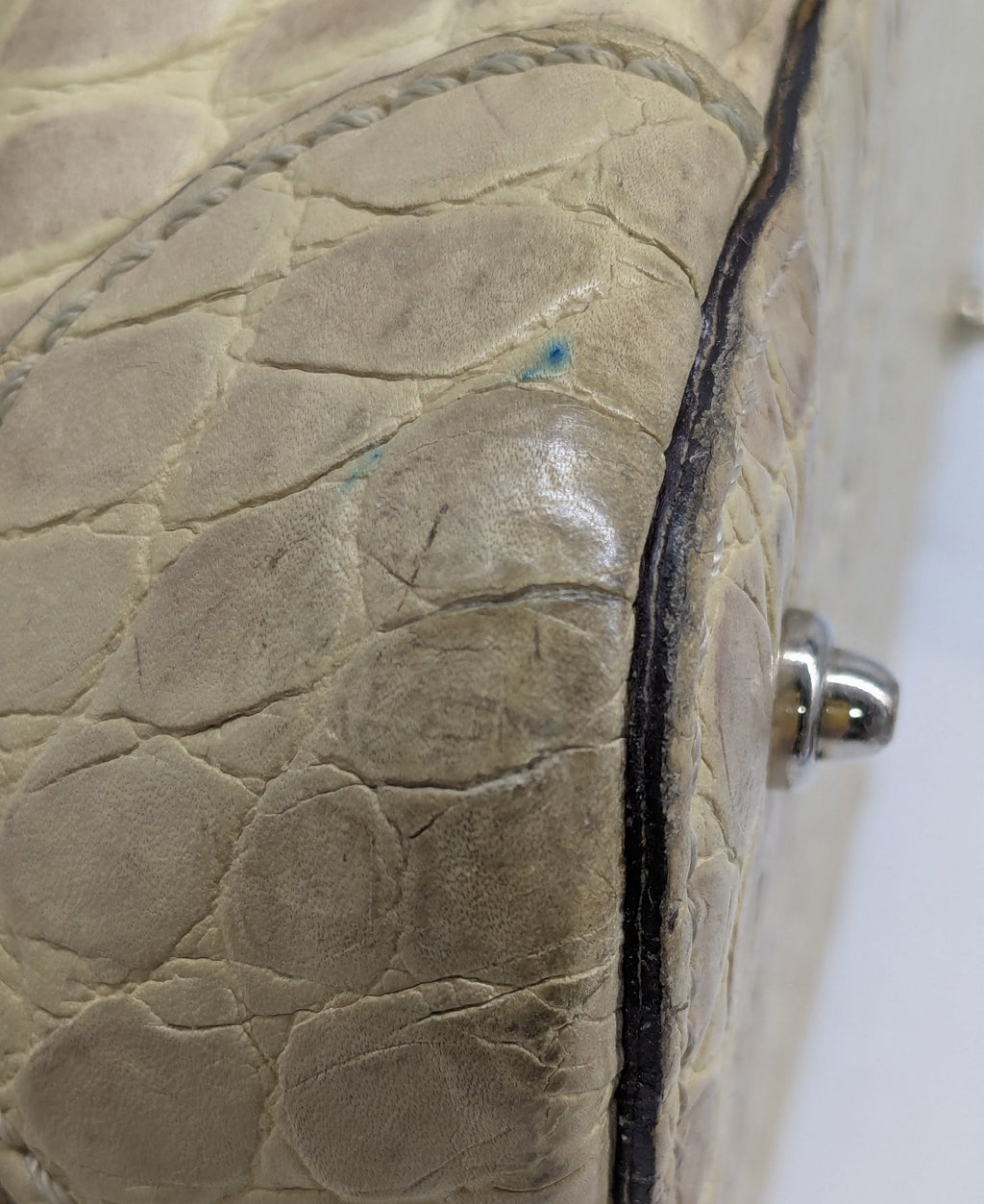 Dooney & Bourke Beige Crocodile-Embossed Leather Satchel