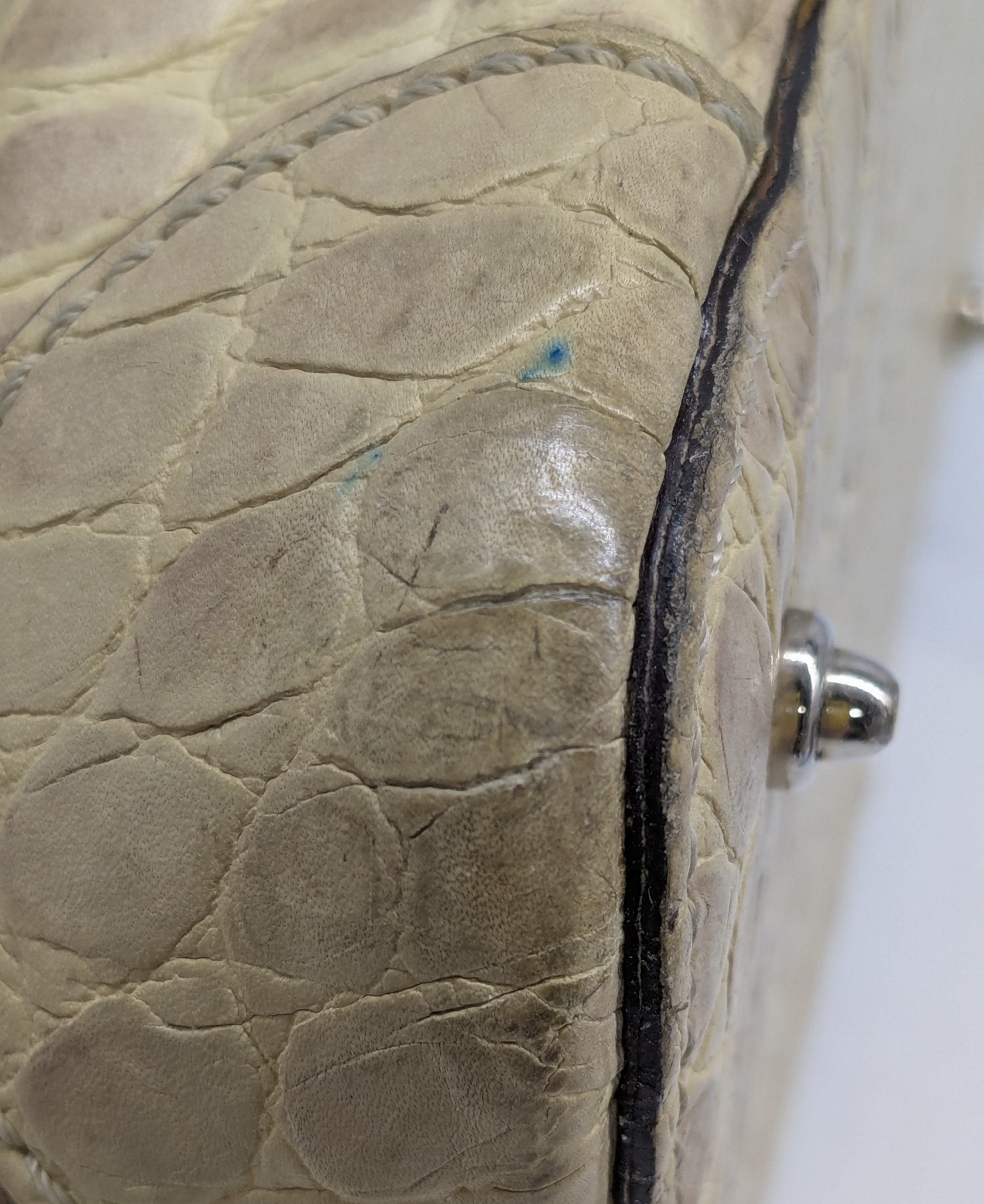 Dooney & Bourke Beige Crocodile-Embossed Leather Satchel