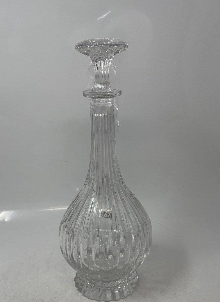 Vintage Mikasa Crystal Cut Clear Glass Mid 20th Century Decanter With Stopper