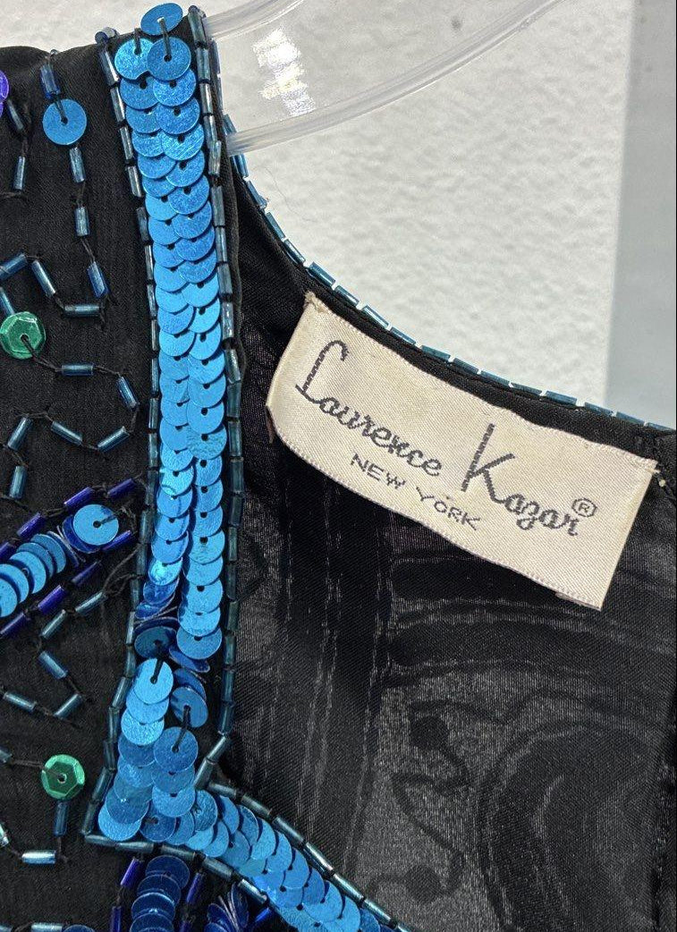 Lawrence Krazer Black and Blue Beaded Dress Size L