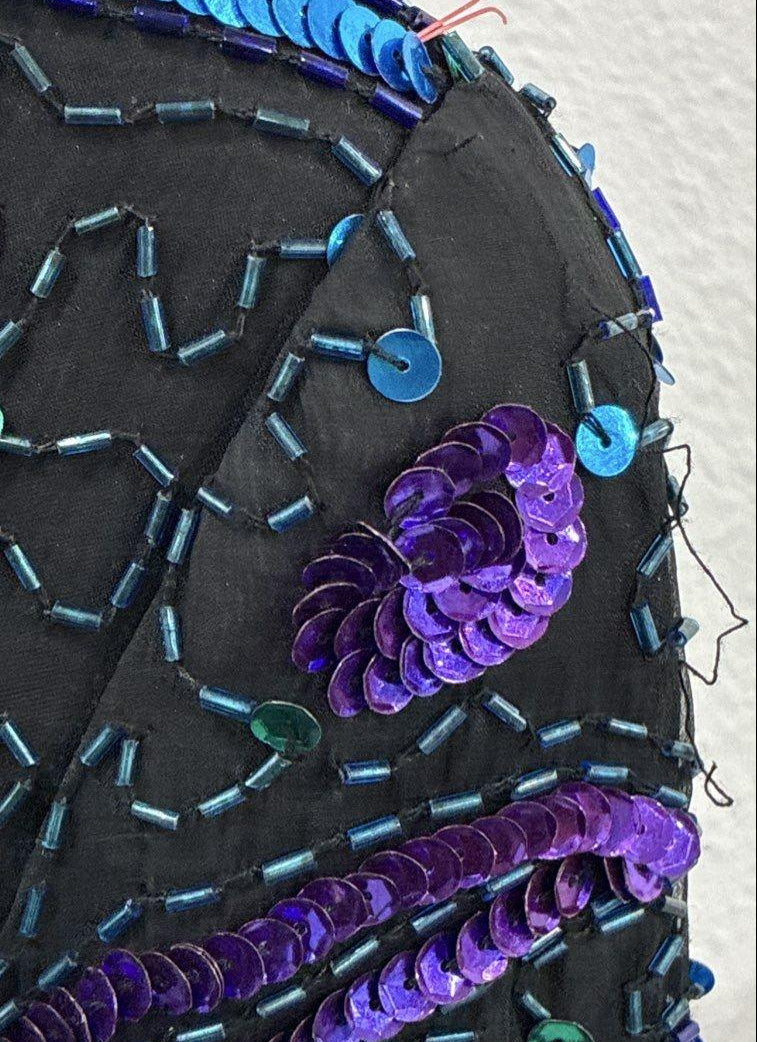 Lawrence Krazer Black and Blue Beaded Dress Size L